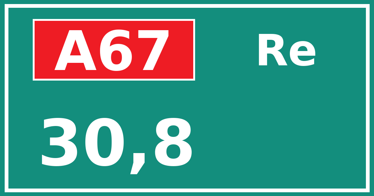 Hectometerbord A67 30,8 zijde Re