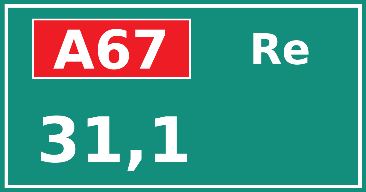 Hectometerbord A67 31,1 zijde Re