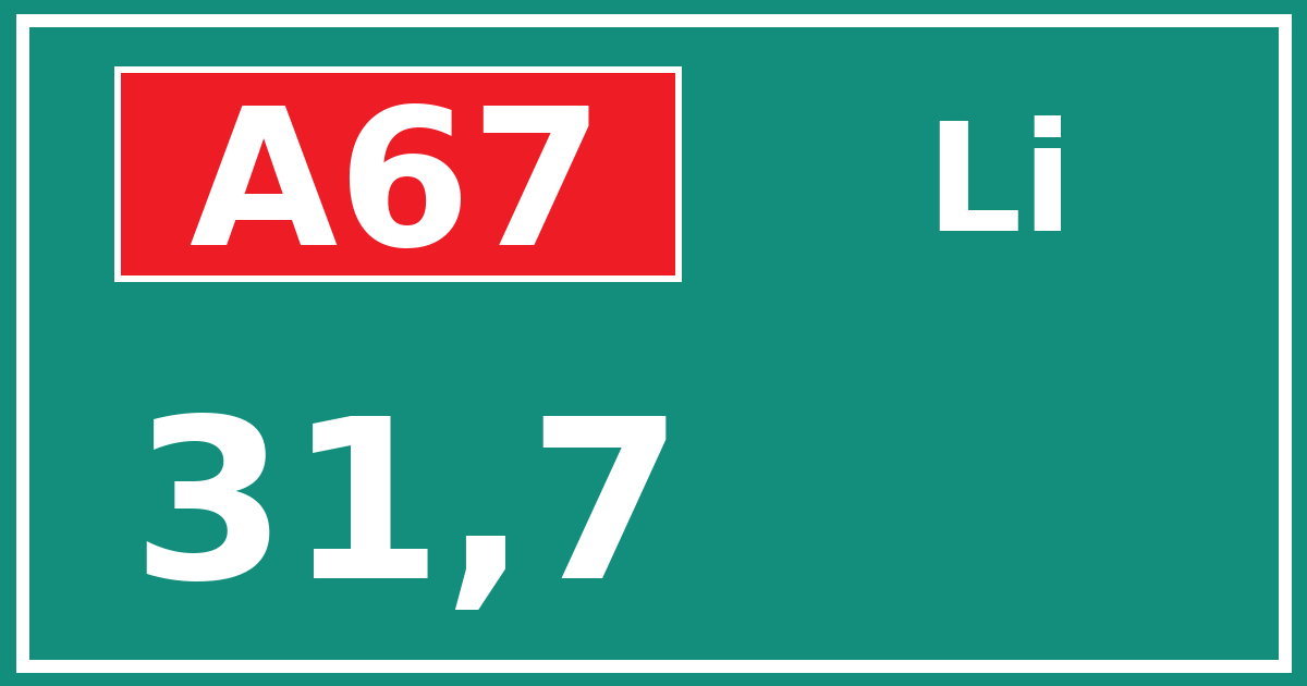 Hectometerbord A67 31,7 zijde Li