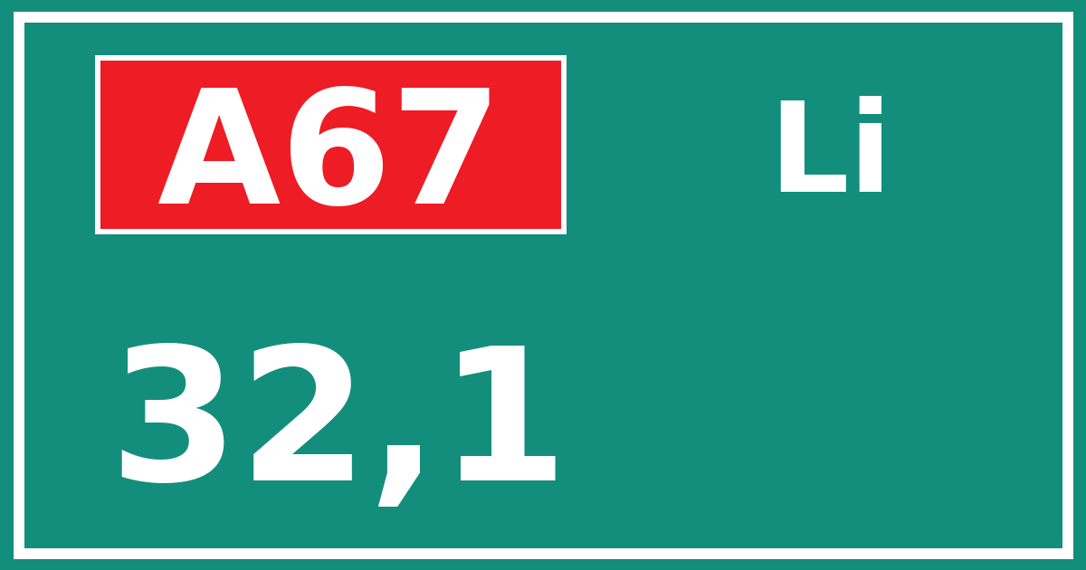 Hectometerbord A67 32,1 zijde Li