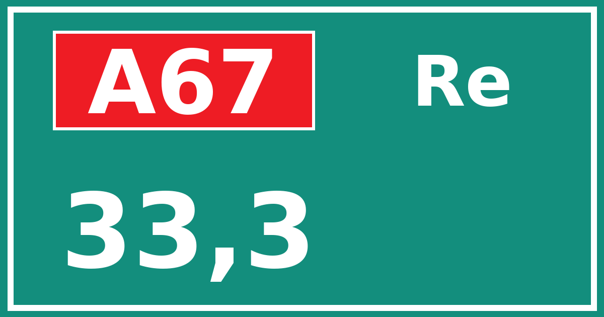Hectometerbord A67 33,3 zijde Re