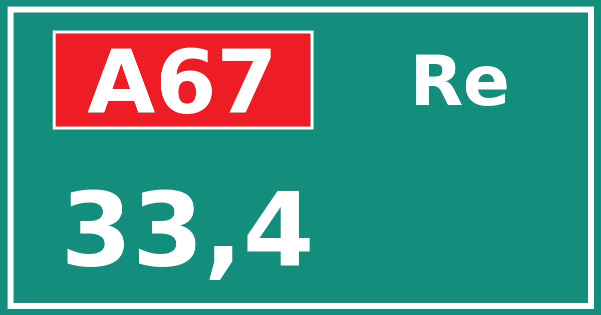 Hectometerbord A67 33,4 zijde Re
