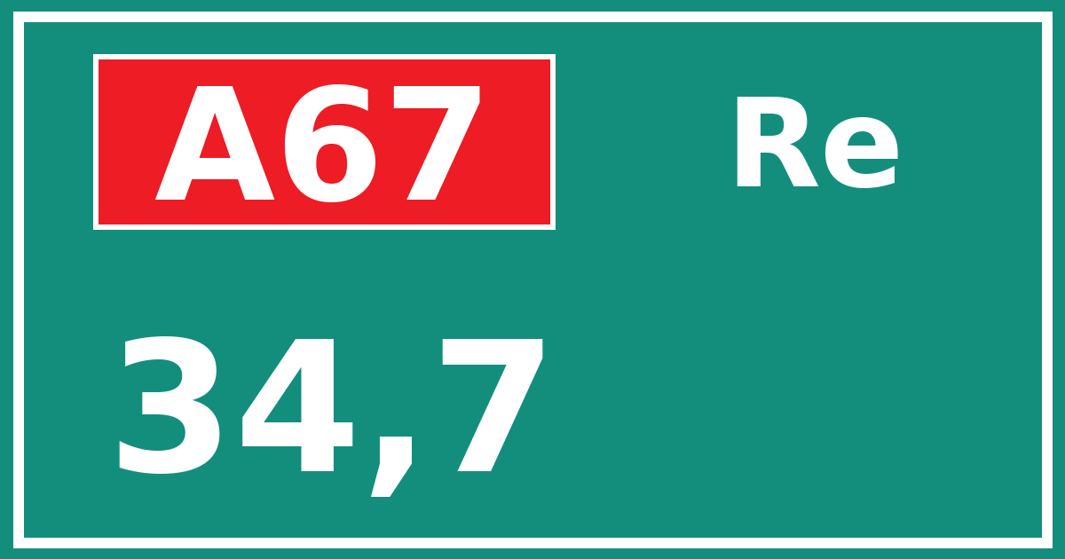 Hectometerbord A67 34,7 zijde Re