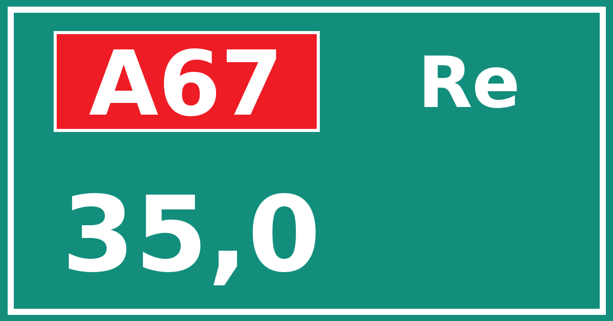 Hectometerbord A67 35,0 zijde Re