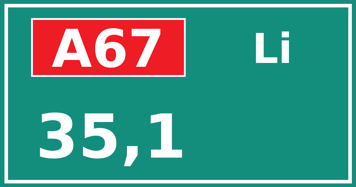 Hectometerbord A67 35,1 zijde Li