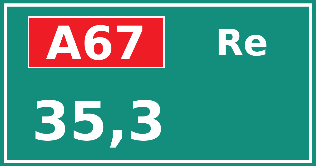 Hectometerbord A67 35,3 zijde Re