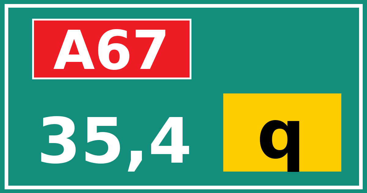 Hectometerbord A67 35,4 letter q