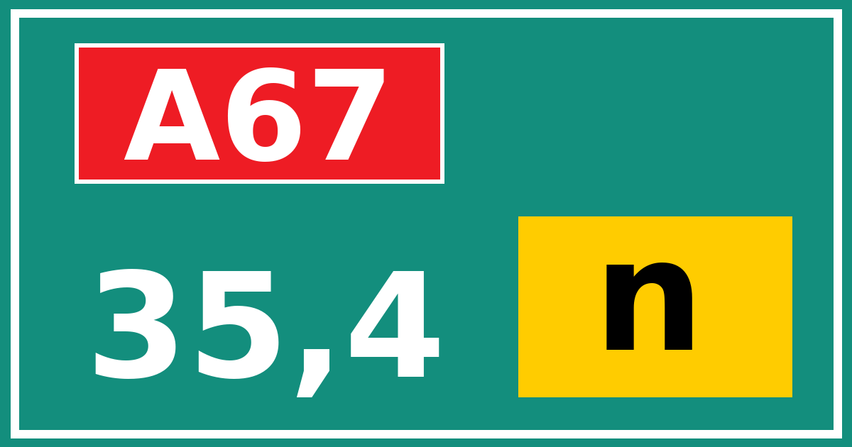 Hectometerbord A67 35,4 letter n
