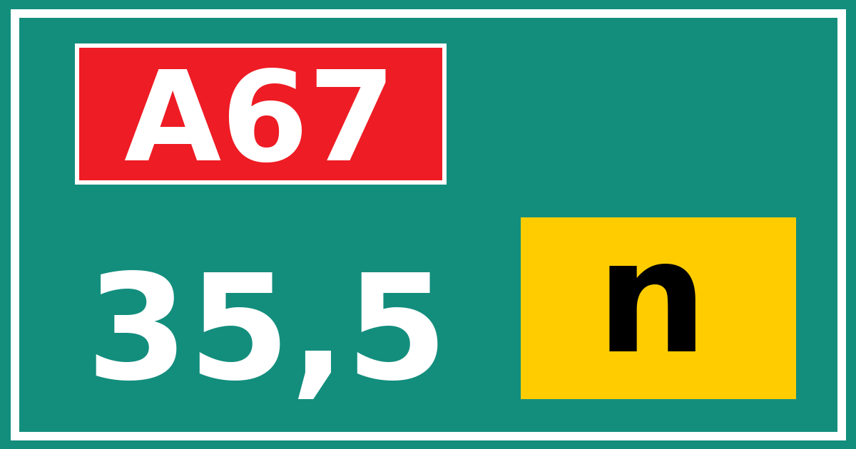 Hectometerbord A67 35,5 letter n
