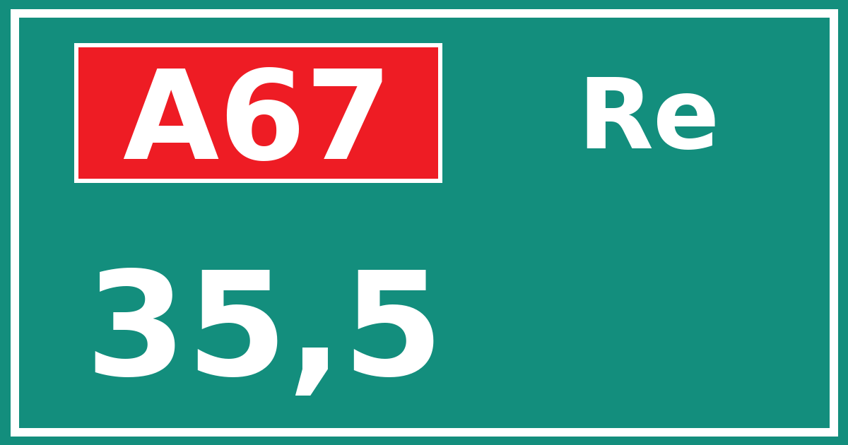 Hectometerbord A67 35,5 zijde Re