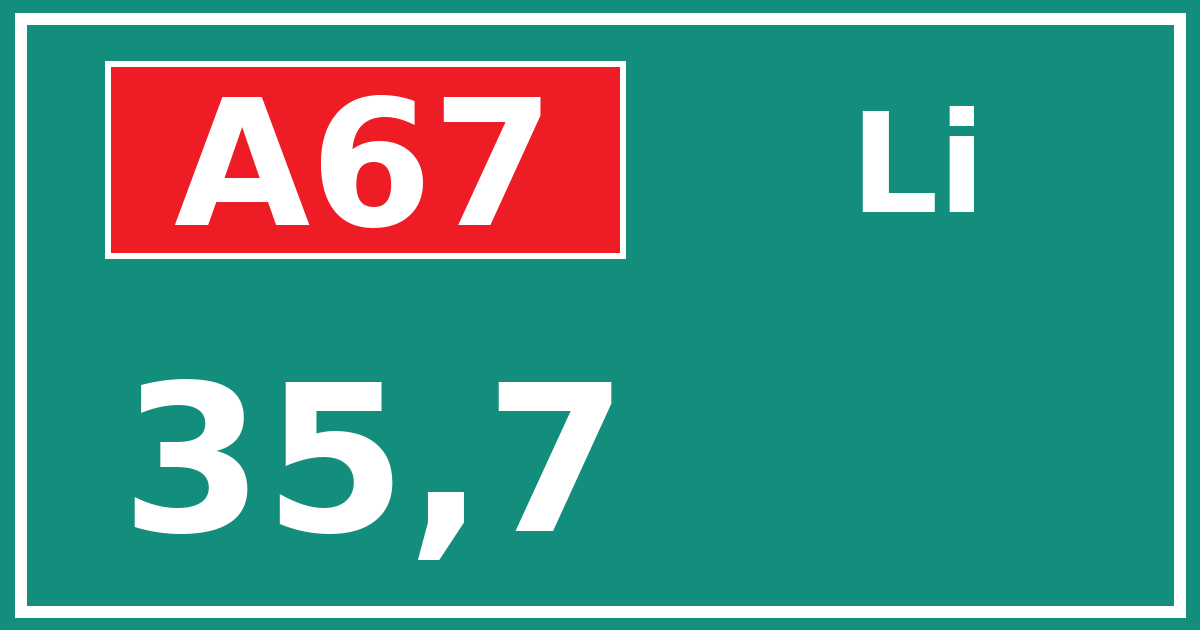 Hectometerbord A67 35,7 zijde Li