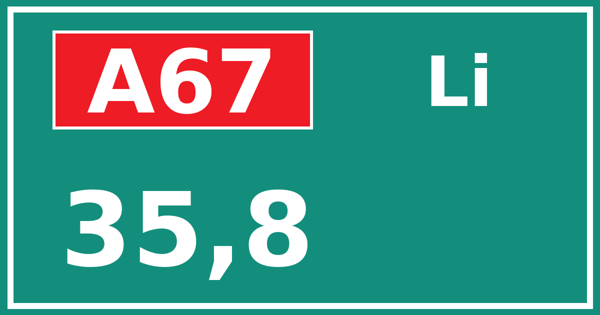 Hectometerbord A67 35,8 zijde Li