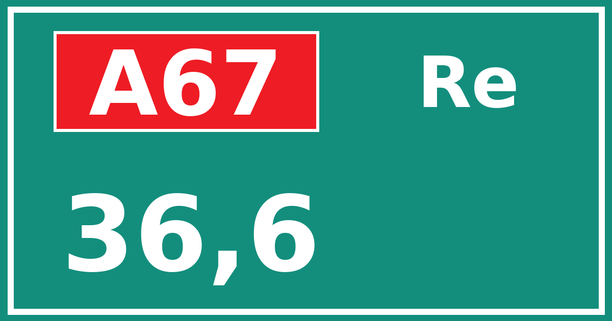 Hectometerbord A67 36,6 zijde Re