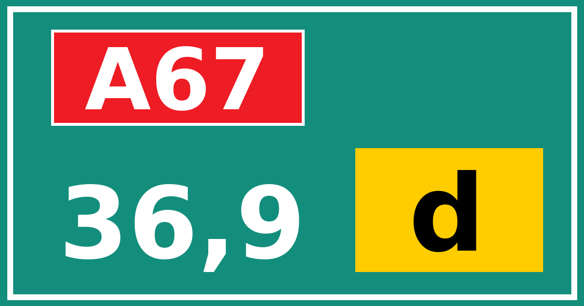 Hectometerbord A67 36,9 letter d