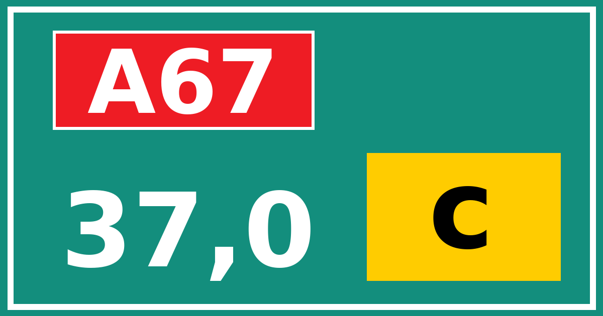 Hectometerbord A67 37,0 letter c