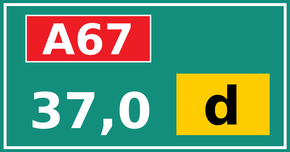 Hectometerbord A67 37,0 letter d
