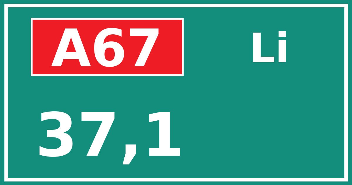 Hectometerbord A67 37,1 zijde Li