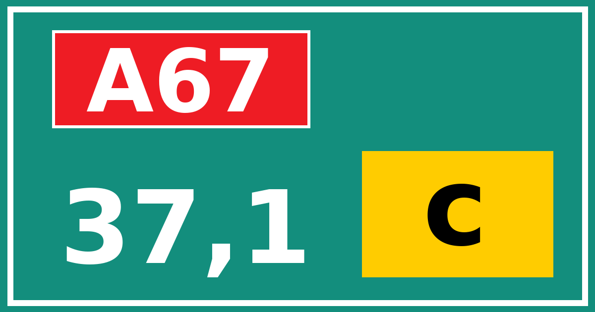 Hectometerbord A67 37,1 letter c