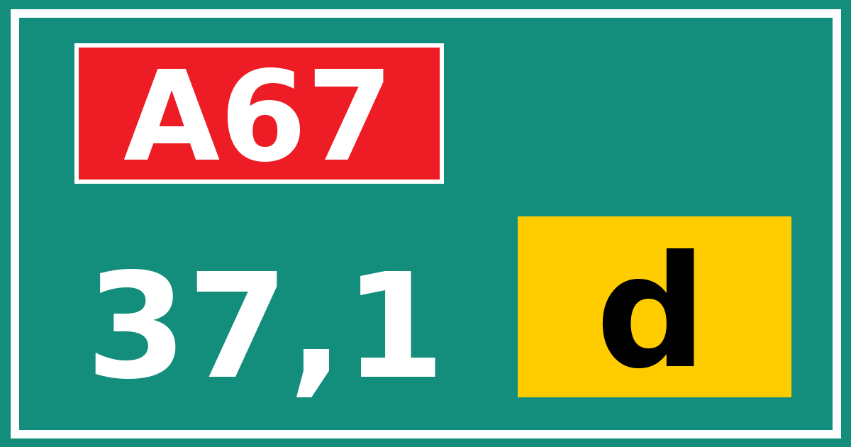 Hectometerbord A67 37,1 letter d