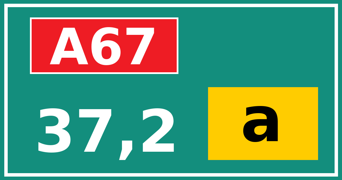 Hectometerbord A67 37,2 letter a