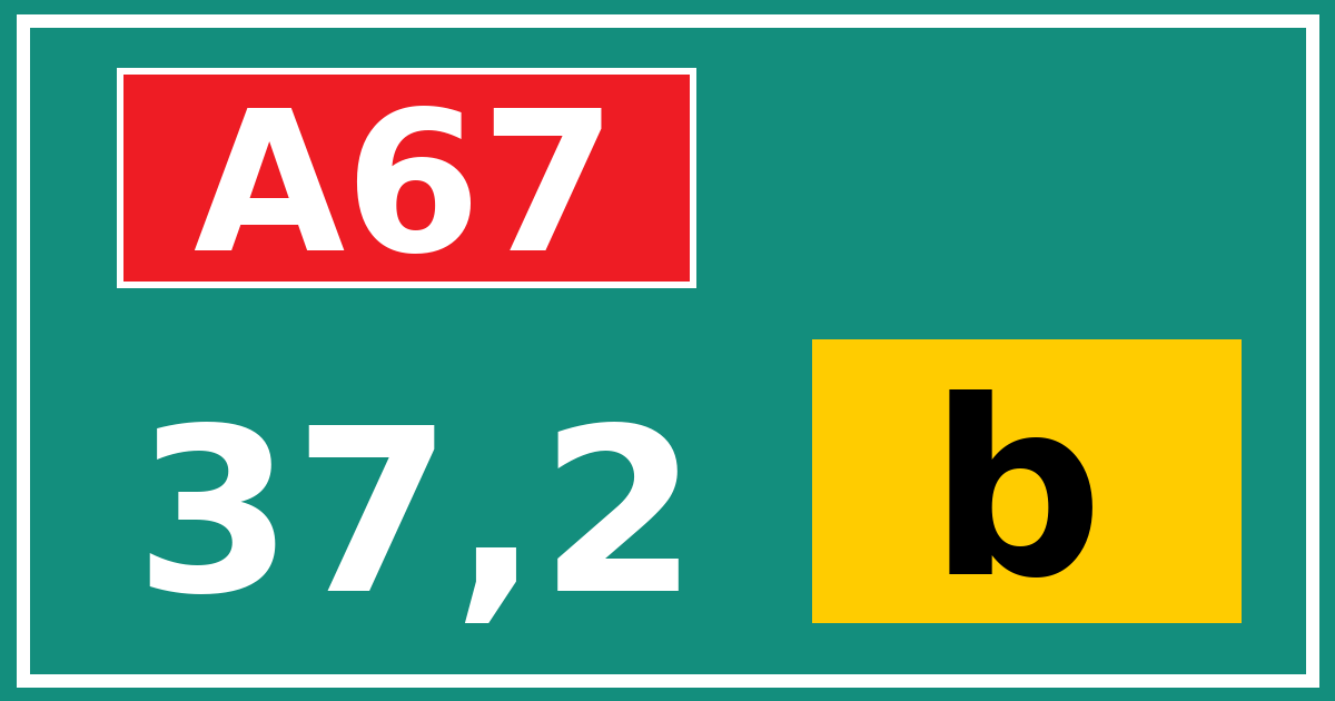 Hectometerbord A67 37,2 letter b