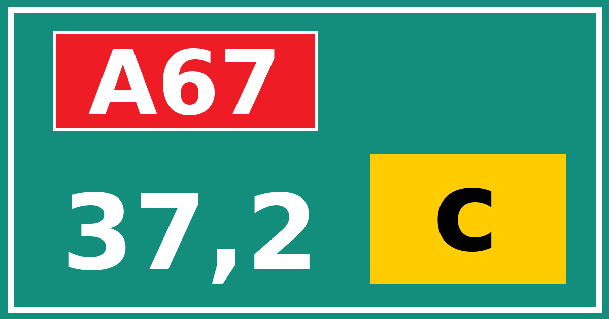 Hectometerbord A67 37,2 letter c