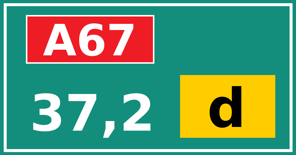 Hectometerbord A67 37,2 letter d
