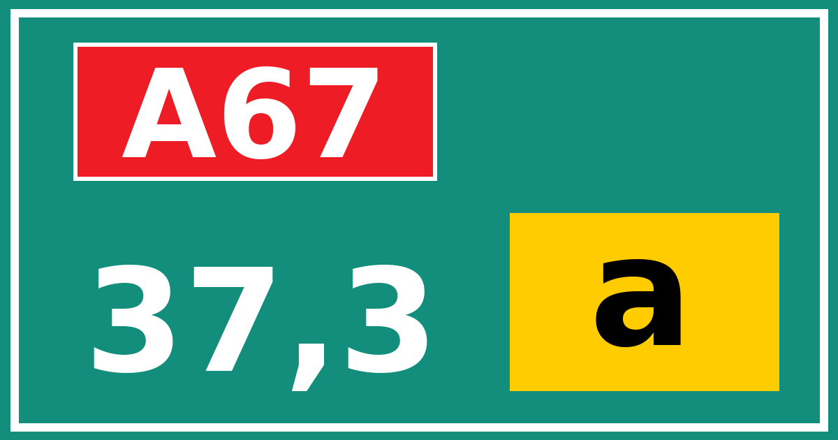 Hectometerbord A67 37,3 letter a
