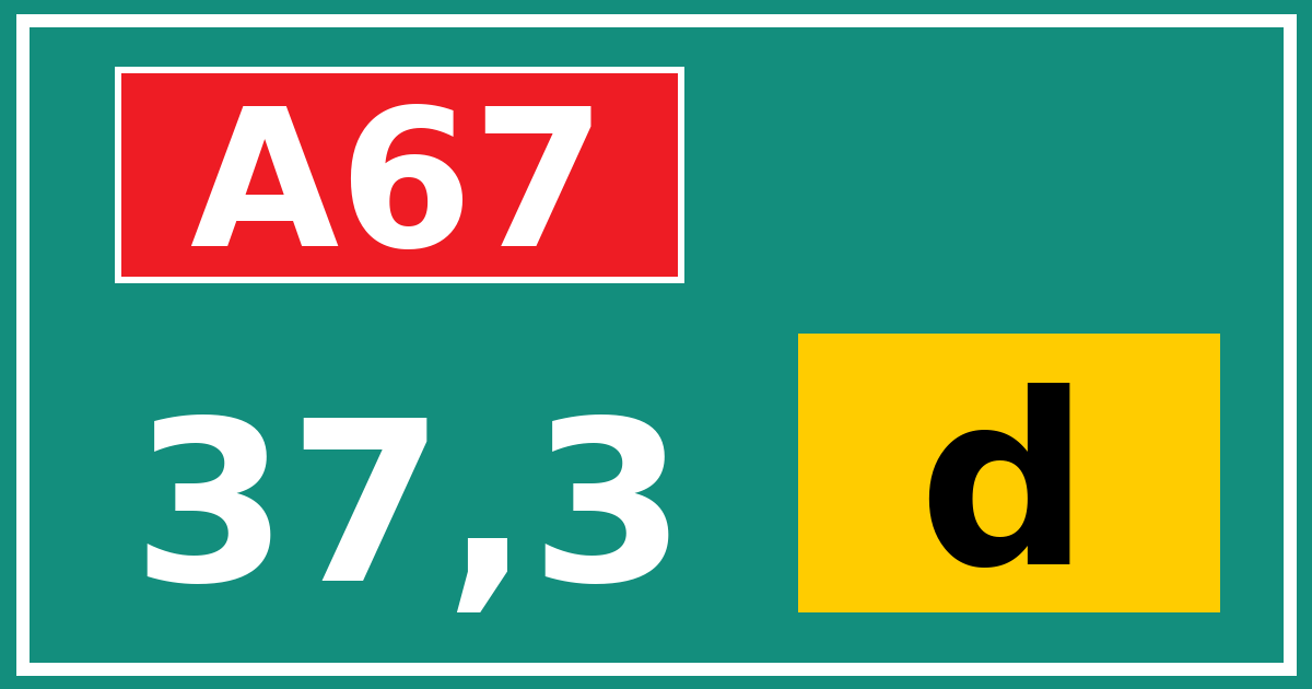 Hectometerbord A67 37,3 letter d