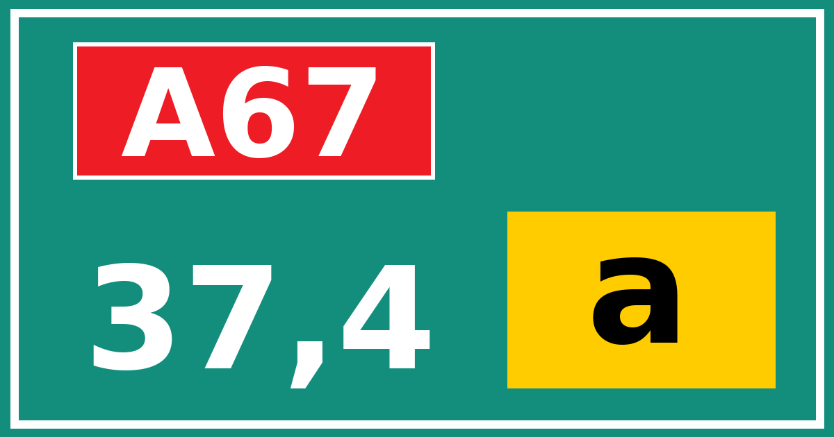 Hectometerbord A67 37,4 letter a