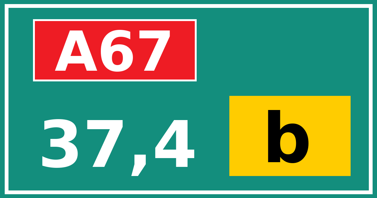 Hectometerbord A67 37,4 letter b