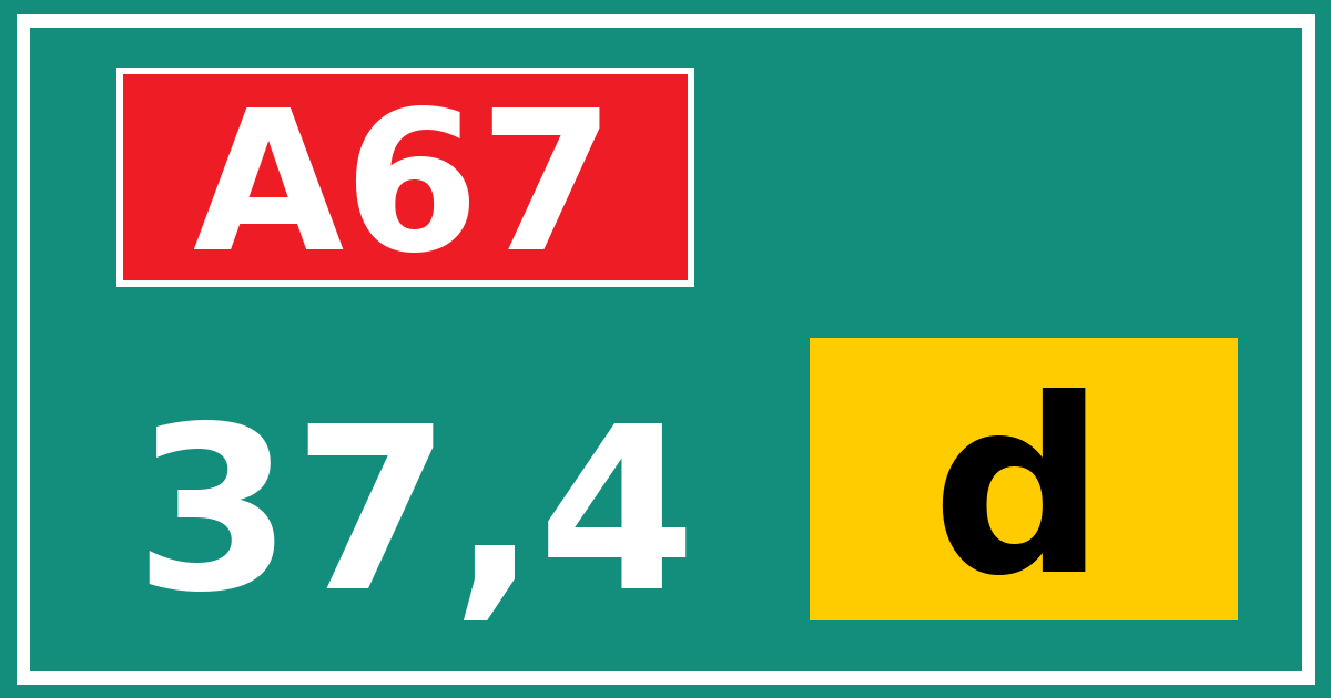 Hectometerbord A67 37,4 letter d