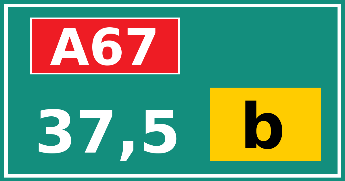 Hectometerbord A67 37,5 letter b