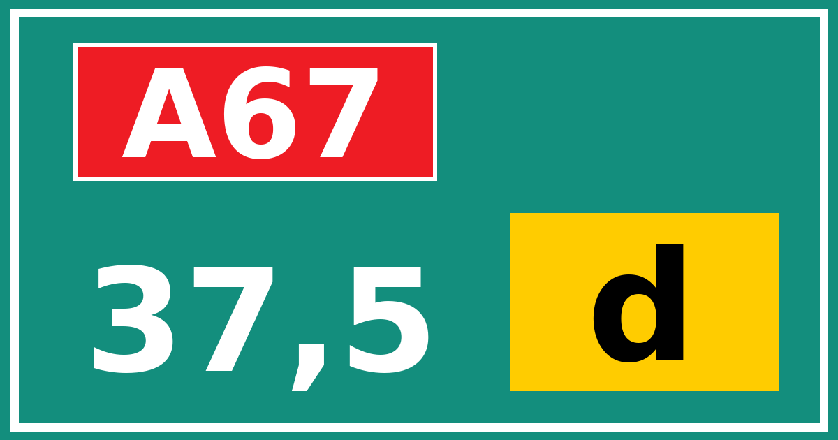 Hectometerbord A67 37,5 letter d