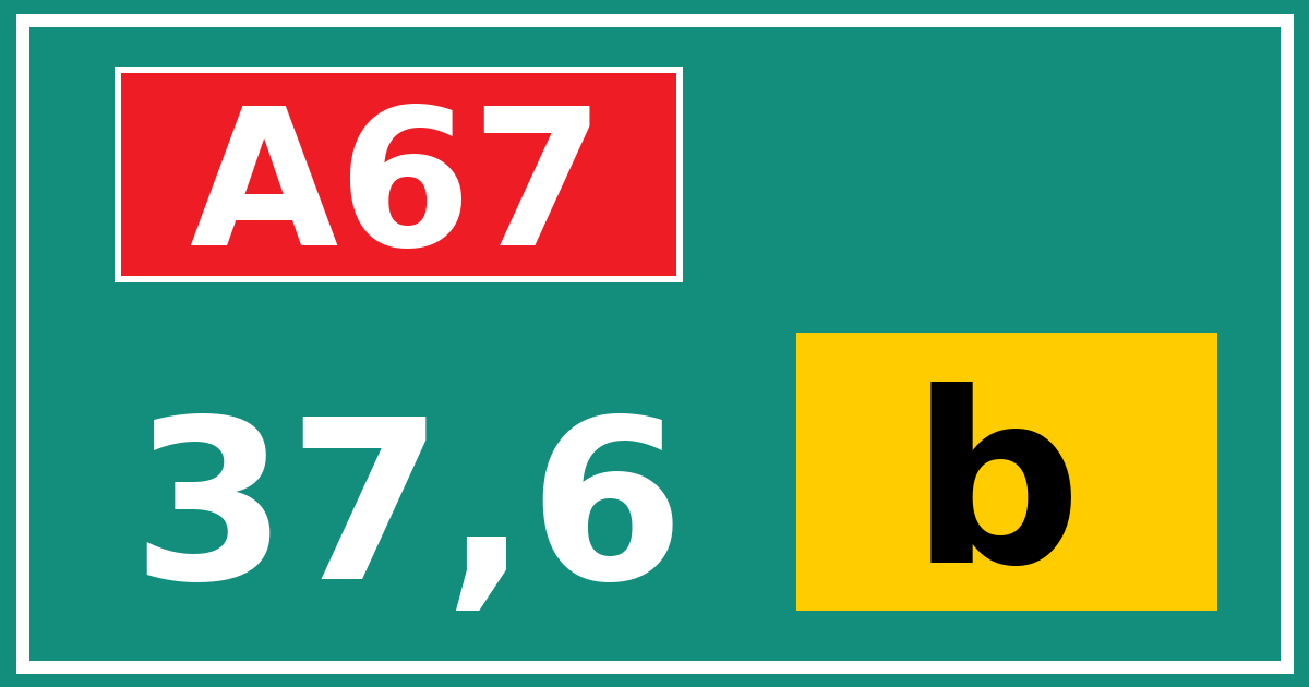 Hectometerbord A67 37,6 letter b