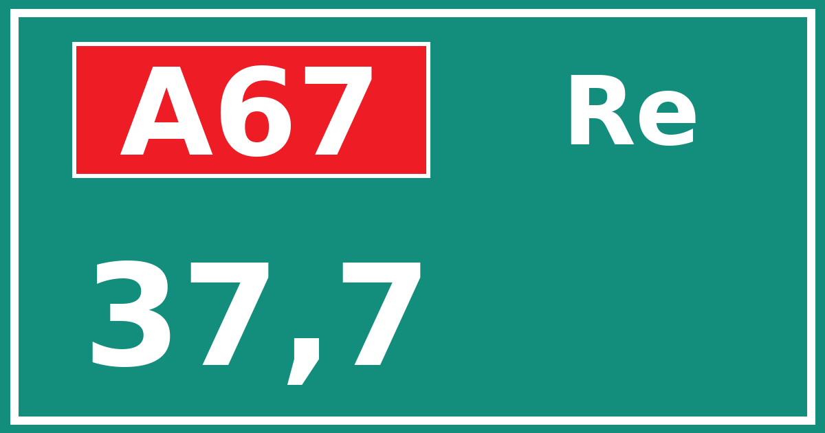 Hectometerbord A67 37,7 zijde Re