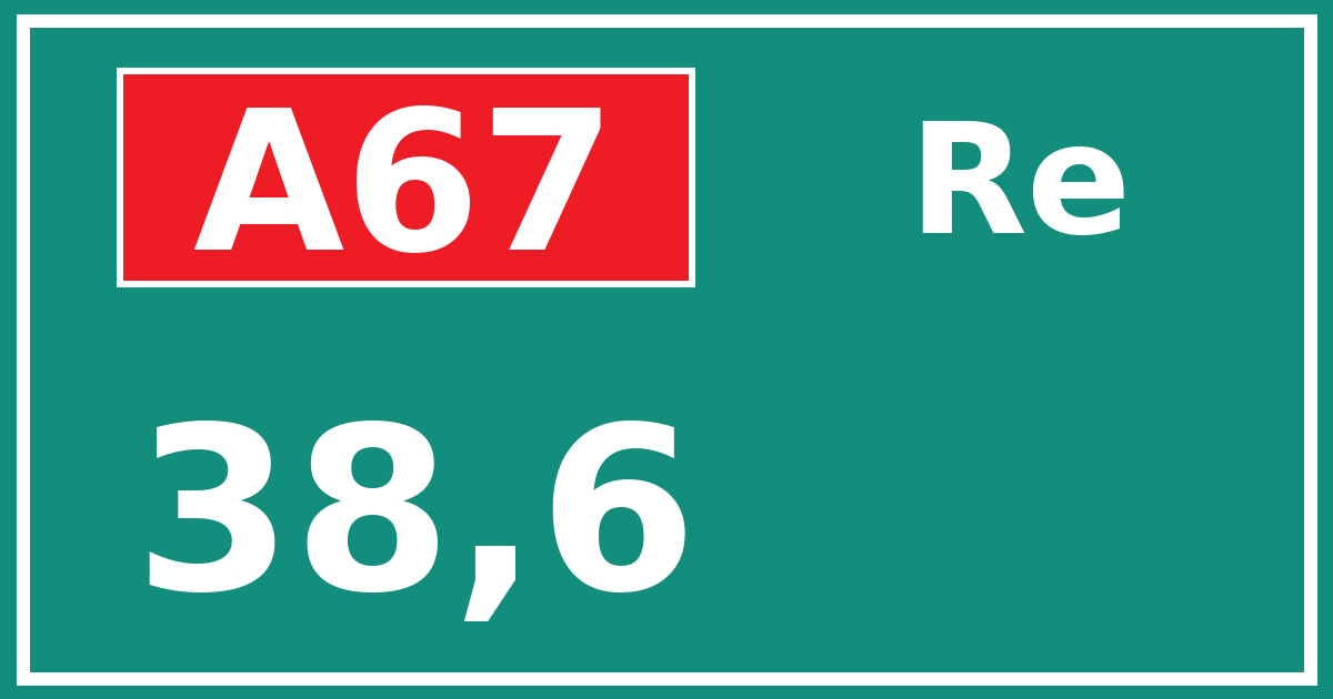 Hectometerbord A67 38,6 zijde Re