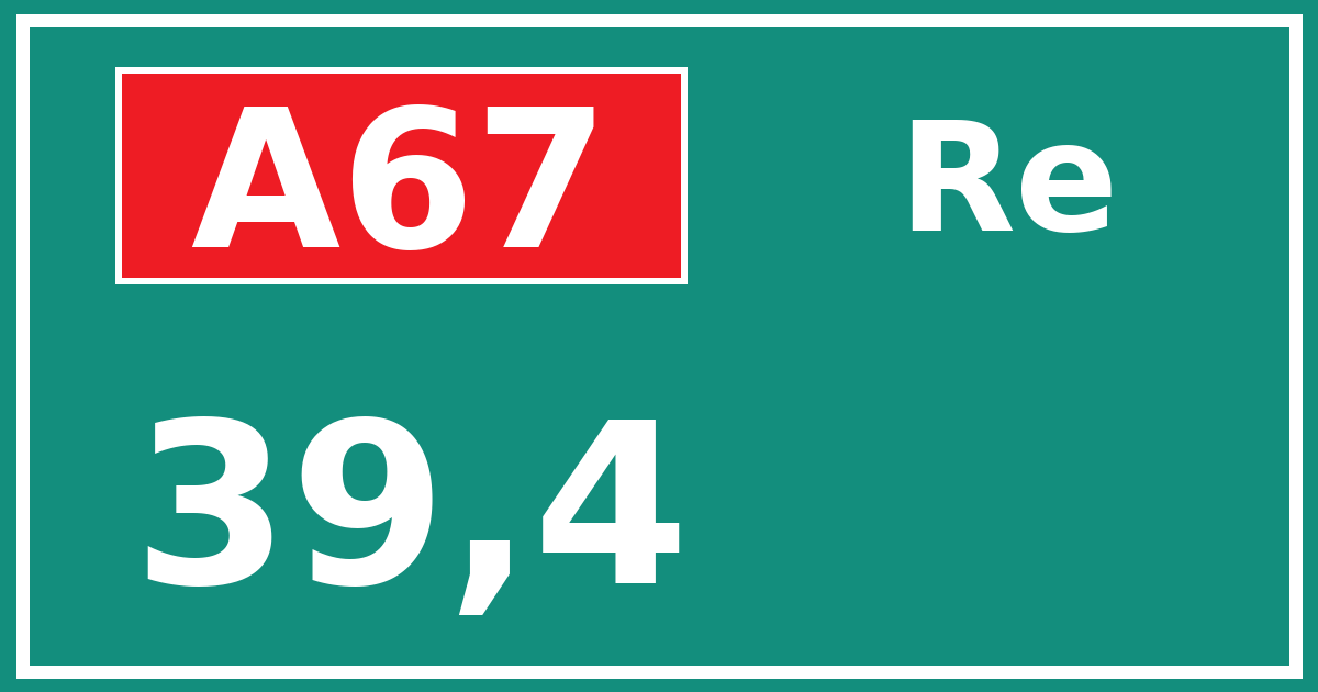 Hectometerbord A67 39,4 zijde Re
