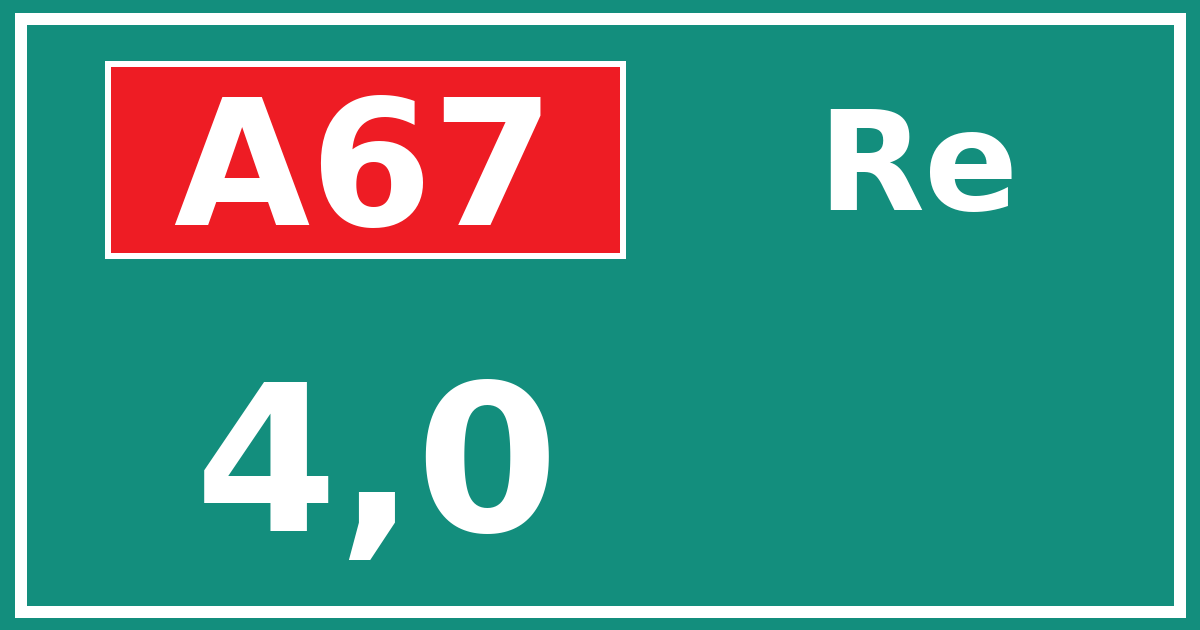 Hectometerbord A67 4,0 zijde Re
