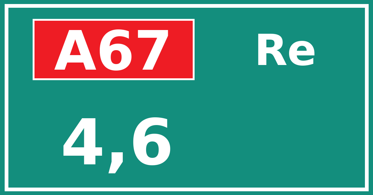 Hectometerbord A67 4,6 zijde Re