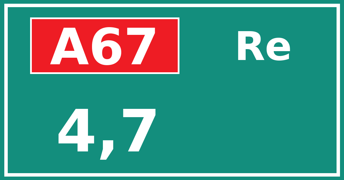 Hectometerbord A67 4,7 zijde Re