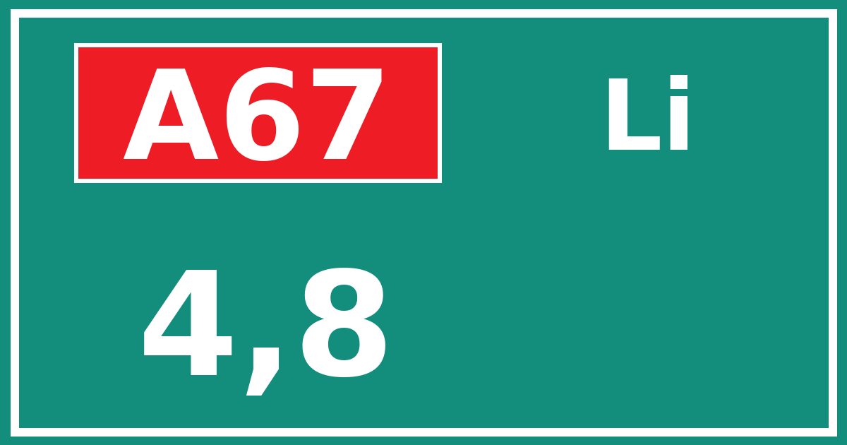 Hectometerbord A67 4,8 zijde Li