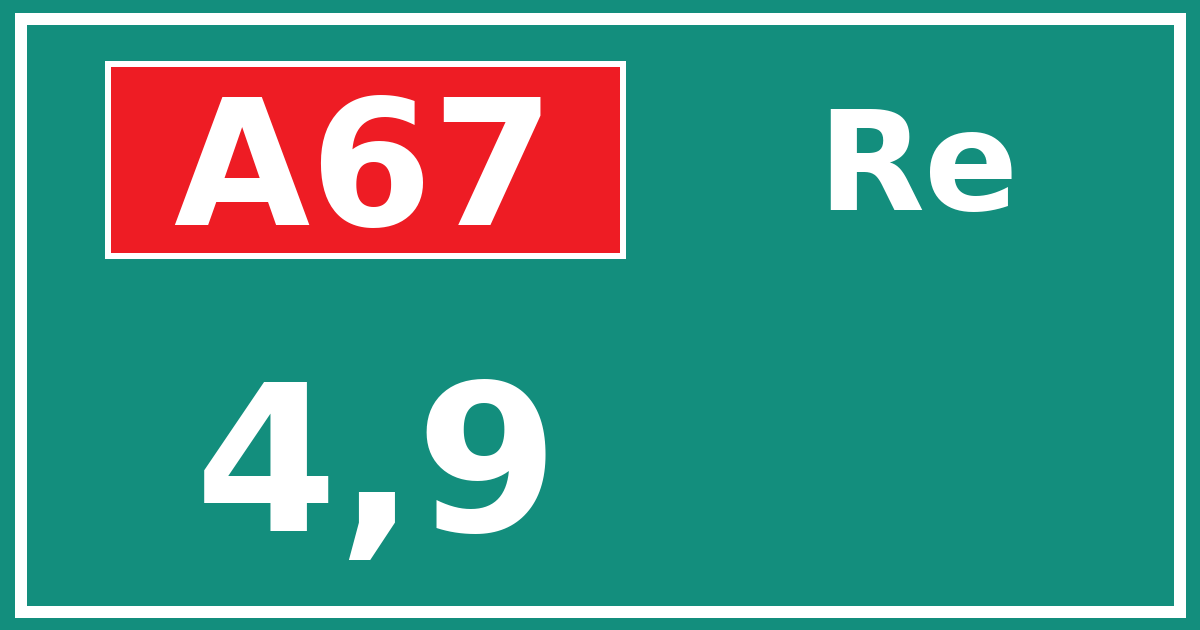 Hectometerbord A67 4,9 zijde Re