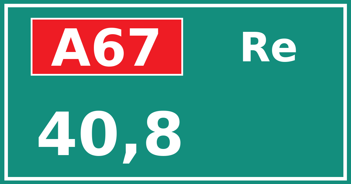 Hectometerbord A67 40,8 zijde Re