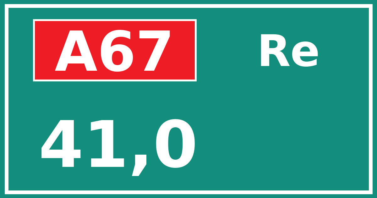 Hectometerbord A67 41,0 zijde Re