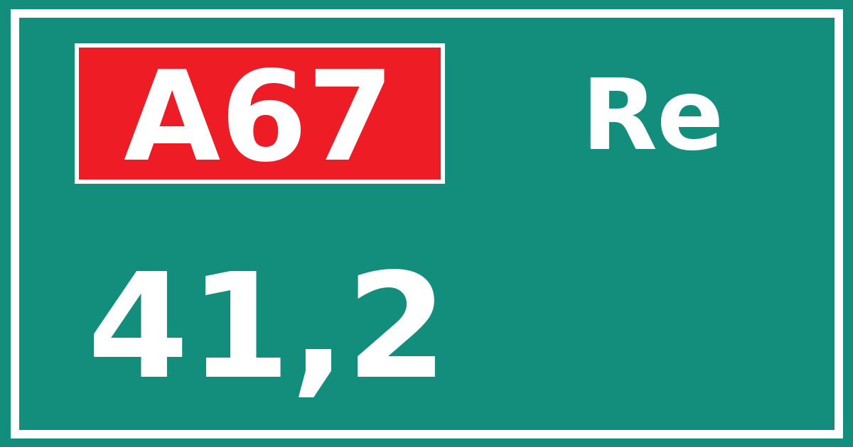Hectometerbord A67 41,2 zijde Re