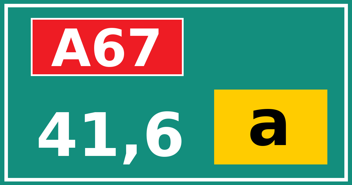 Hectometerbord A67 41,6 letter a
