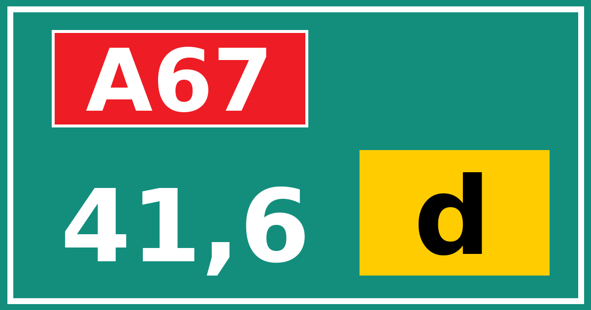 Hectometerbord A67 41,6 letter d