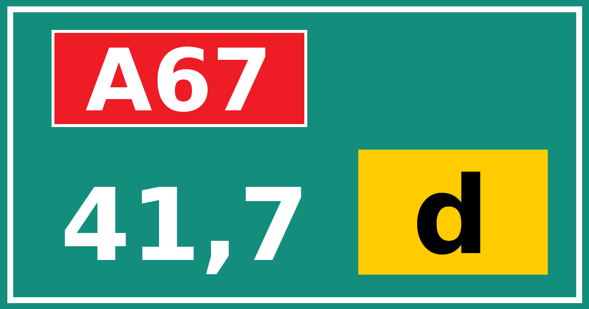 Hectometerbord A67 41,7 letter d