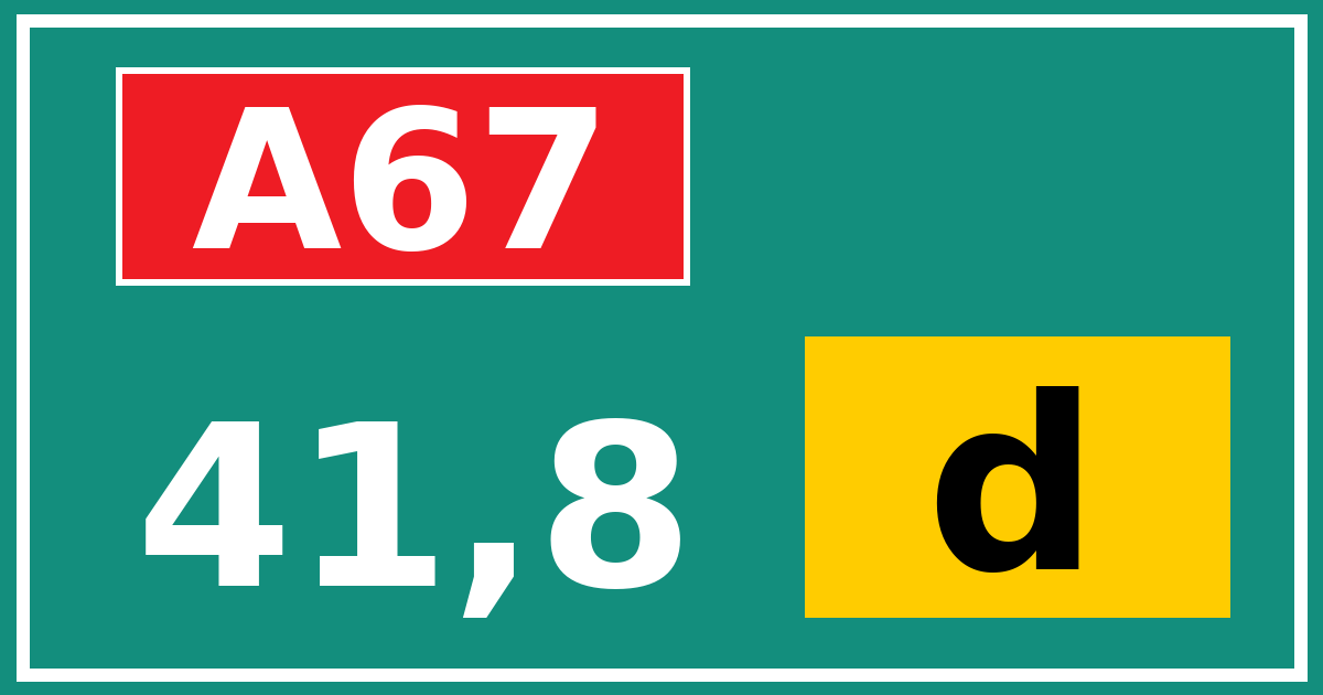 Hectometerbord A67 41,8 letter d